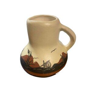 Signed 1981 Native American Juan Redeye RARE Pottery Mug Signed Navajo Southwest